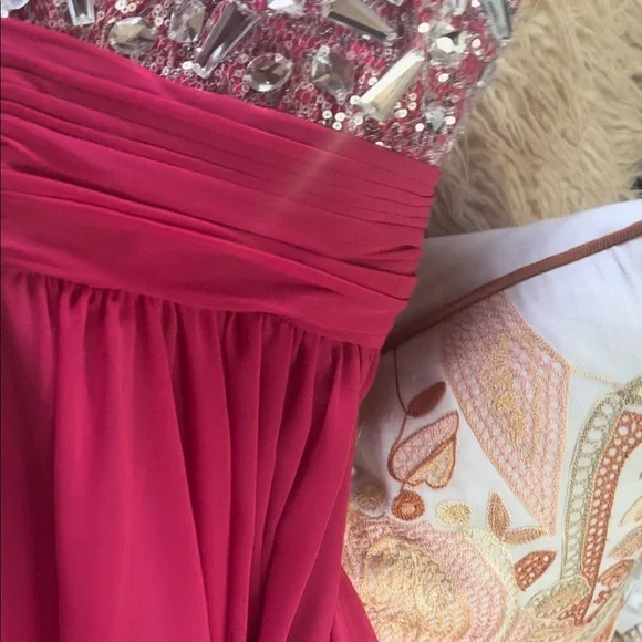 Blondie Nites strapless Pink flowy Gown - Picture 3 of 15